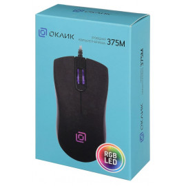Мышь Оклик 375M черный оптическая (1000dpi) USB (3but)