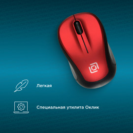 Мышь Оклик 665MW черный/красный оптическая (1000dpi) беспроводная USB для ноутбука (4but)