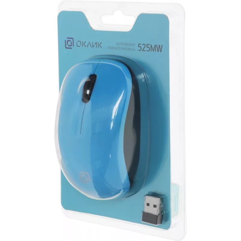 Мышь Оклик 525MW черный/голубой оптическая 1000dpi беспров. USB для ноутбука 3but (1090724)