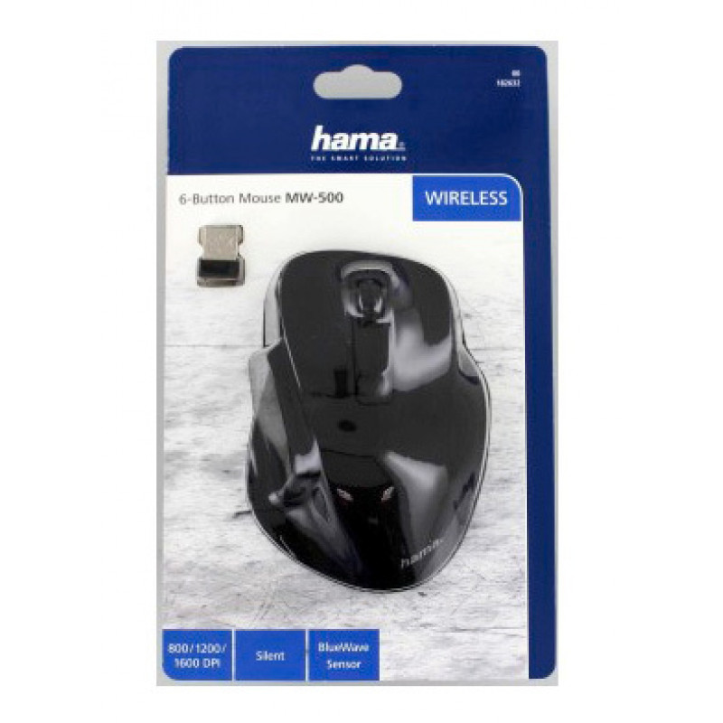 Мышь Hama MW-500 черный оптическая (1600dpi) беспроводная USB для ноутбука (5but)