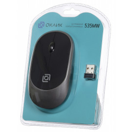 Мышь Оклик 535MW черный/серый оптическая (1000dpi) беспроводная USB для ноутбука (3but)
