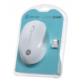 Мышь Оклик 565MW glossy белый оптическая (1600dpi) беспроводная USB для ноутбука (4but)