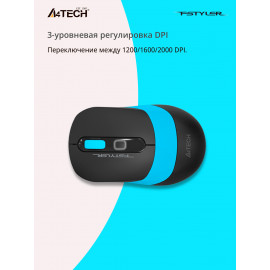 Мышь A4Tech Fstyler FG10 черный/синий оптическая (2000dpi) беспроводная USB (4but)