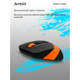 Мышь A4Tech Fstyler FG10 черный/оранжевый оптическая (2000dpi) беспроводная USB (4but)