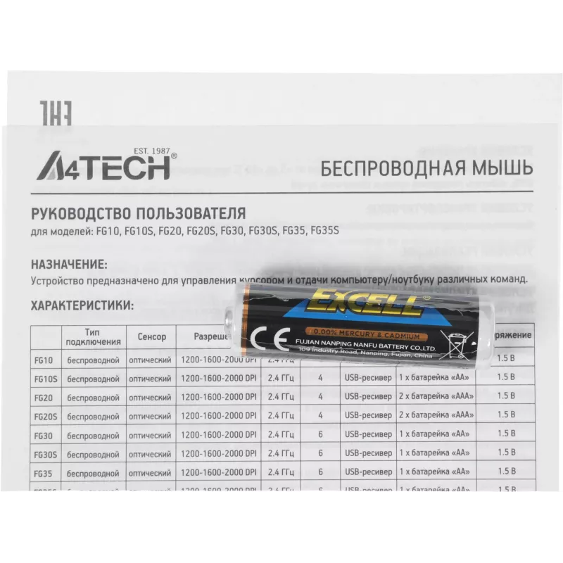 Мышь A4Tech Fstyler FG10 белый/серый оптическая 2000dpi беспров. USB 3but (FG10 WHITE)