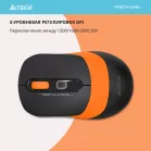 Мышь A4Tech Fstyler FG10S черный/оранжевый оптическая (2000dpi) silent беспроводная USB для ноутбука (4but)