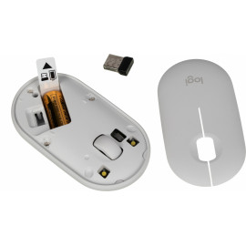 Мышь Logitech Pebble M350 белый оптическая (1000dpi) silent беспроводная BT/Radio USB для ноутбука (3but)