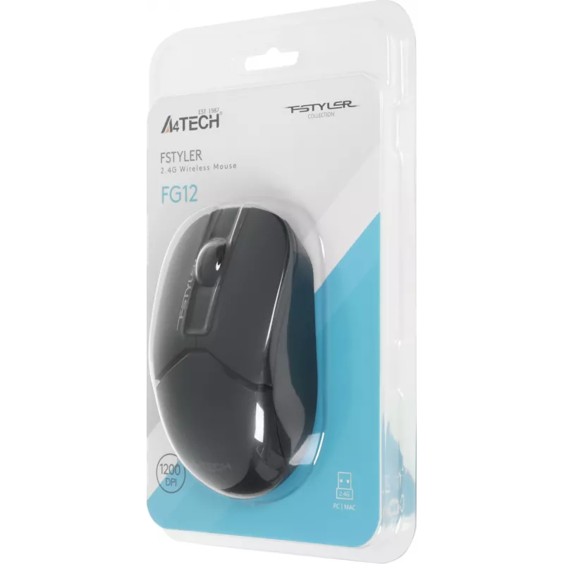 Мышь A4Tech Fstyler FG12 черный оптическая 1200dpi беспров. USB 3but (FG12 BLACK)