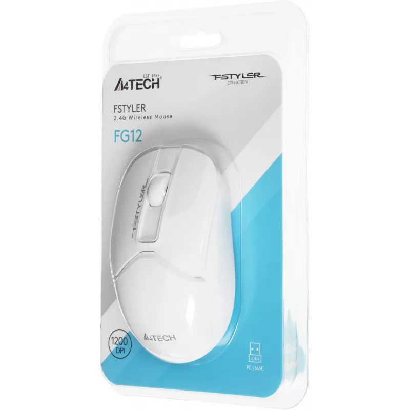Мышь A4Tech Fstyler FG12 белый оптическая 1200dpi беспров. USB 3but (FG12 WHITE)