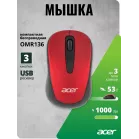Мышь Acer OMR136 красный оптическая 1000dpi беспров. USB для ноутбука 3but (ZL.MCEEE.01J)
