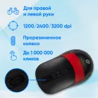 Мышь Оклик 310MW черный/красный оптическая (3200dpi) беспроводная USB для ноутбука (4but)