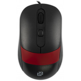 Мышь Оклик 310M черный/красный оптическая (2400dpi) USB для ноутбука (4but)