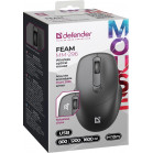Мышь Defender Feam MM-296 черный оптическая 1600dpi silent беспров. USB 3but (52296)