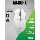 Мышь Acer OMR408 белый оптическая 1600dpi беспров. для ноутбука 4but (ZL.MCEEE.02Y)