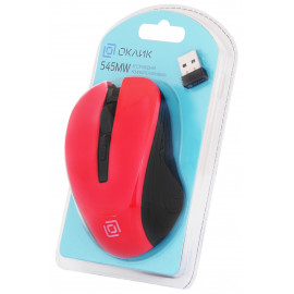 Мышь Оклик 545MW черный/красный оптическая (1600dpi) беспроводная USB для ноутбука (4but)