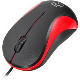 Мышь Оклик 115S черный/красный оптическая (1200dpi) USB для ноутбука (3but)