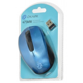 Мышь Оклик 475MW черный/синий оптическая (1000dpi) беспроводная USB для ноутбука (3but)