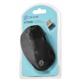 Мышь Оклик 475MW черный оптическая (1000dpi) беспроводная USB для ноутбука (3but)