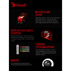 Мышь A4Tech Bloody A7 черный оптическая (6200dpi) USB (8but)