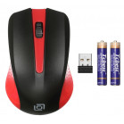 Мышь Оклик 485MW черный/красный оптическая (1200dpi) беспроводная USB для ноутбука (3but)