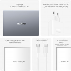 Ноутбук Huawei MateBook D 14 MDF-X Core i5 1240P 8Gb SSD512Gb Intel Iris Xe graphics 14