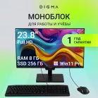 Моноблок Digma Action 23.8" Full HD Ryzen 5 3500U (2.1) 8Gb SSD256Gb Vega 8 Windows 11 Pro GbitEth WiFi BT 90W клавиатура мышь Cam черный 1920x1080 (RUS)