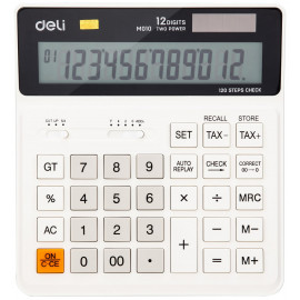 Калькулятор бухгалтерский Deli EM01010 белый 12-разр.