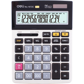 Калькулятор настольный Deli E1672C серебристый 14-разр.