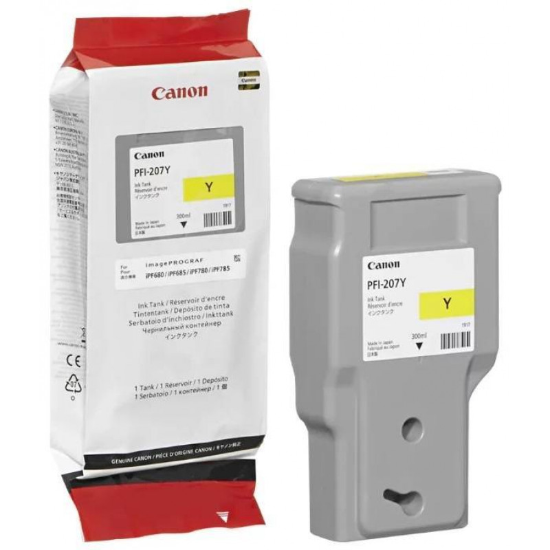 Картридж CANON PFI-207 Y желтый,  300 мл