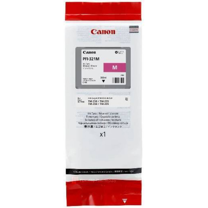 Картридж CANON PFI-321 M пурпурный,  300 мл для Canon imagePROGRAF TM250/TM255/TM350/TM355