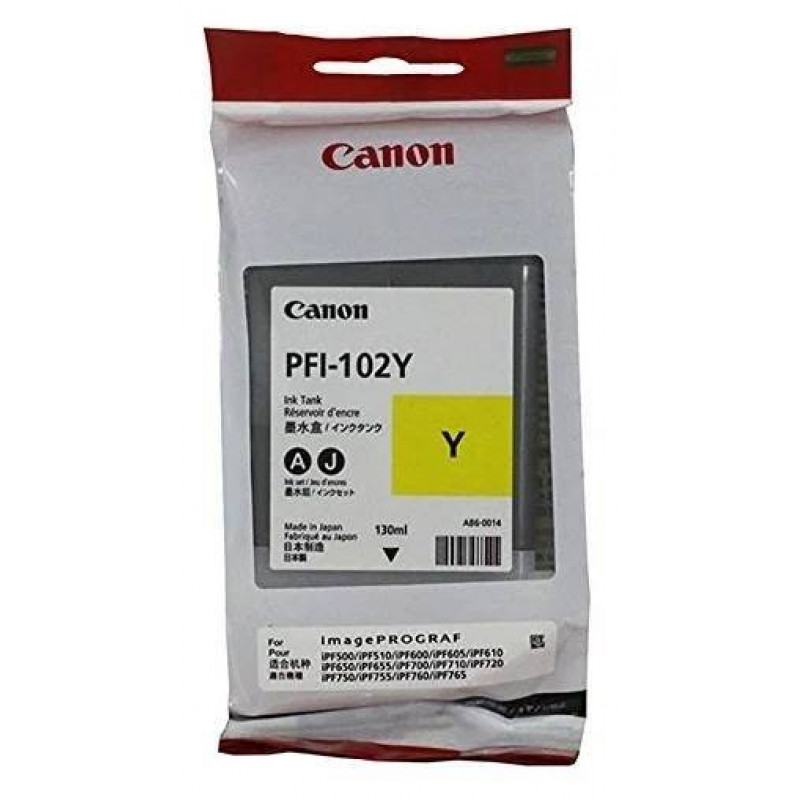 Картридж CANON PFI-102 Y желтый,  130 мл