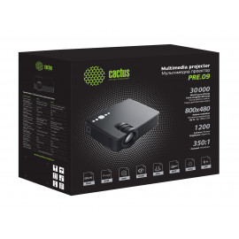 Проектор Cactus CS-PRE.09B.WVGA LCD 1200Lm (1024x600) 350:1 ресурс лампы:30000часов 2xUSB typeA 1xHDMI 1.5кг