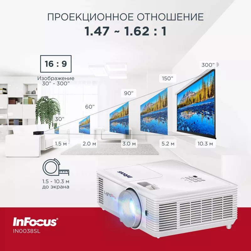 Проектор Infocus IN0038SL DLP 4000Lm LS 4000Lm ANSI (1920x1080) 30000:1 ресурс лампы:6000часов 1xUSB typeA 1xHDMI 2.9кг
