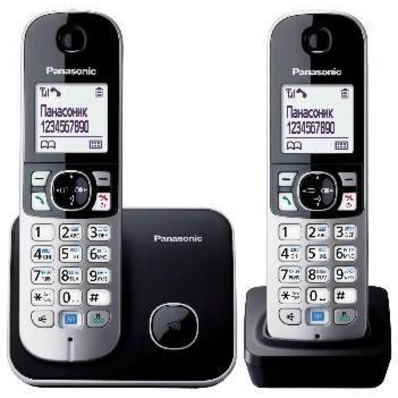 Р/телефон Panasonic KX-TG6812RUB (черный, 2 трубки)