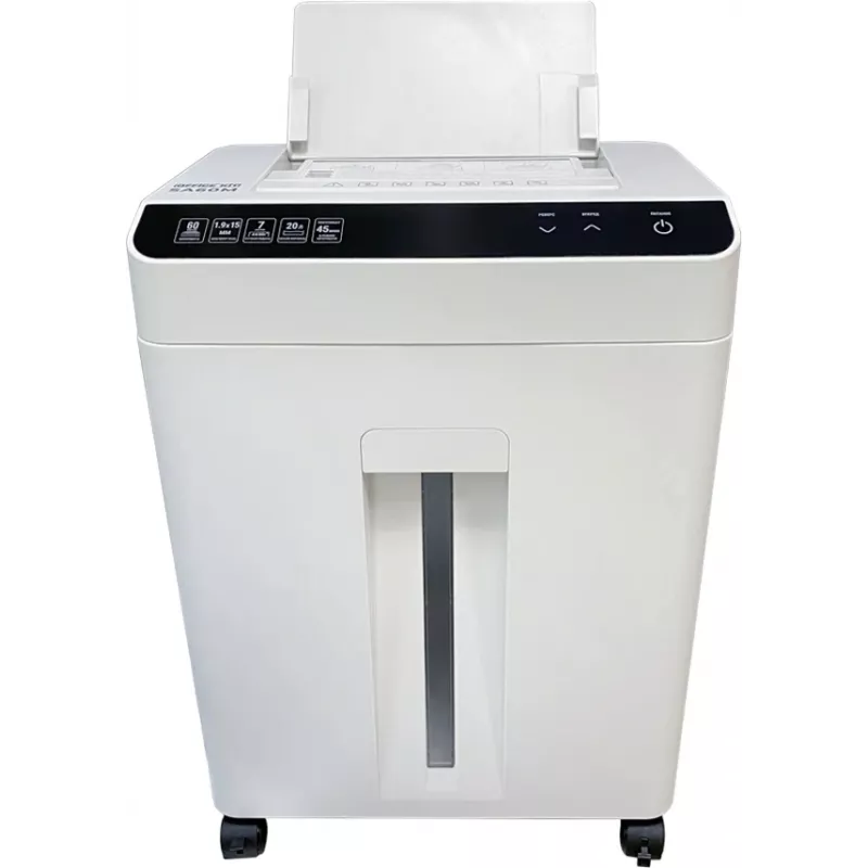 Шредер Office Kit SA60M (1,9х15)  белый с автоподачей (секр.P-5) фрагменты 9лист. 20лтр. скобы