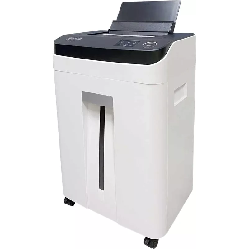 Шредер Office Kit SA150M (1,9х15) белый/черный с автоподачей (секр.P-5) фрагменты 8лист. 22лтр. скобы