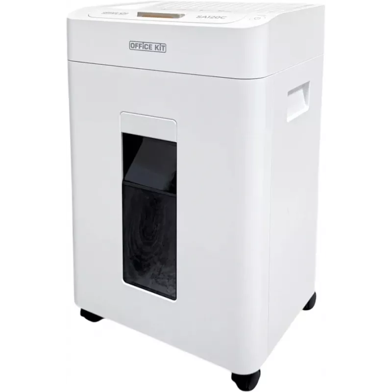 Шредер Office Kit SA120C (3,9х10) белый с автоподачей (секр.P-4) фрагменты 7лист. 25лтр. скобы пл.карты