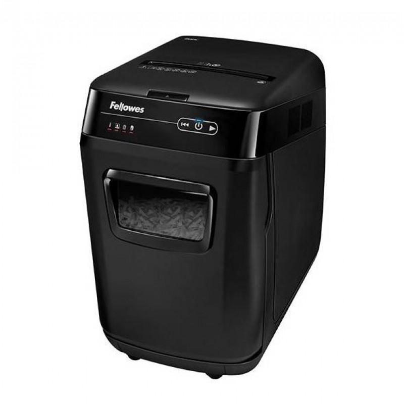 Шредер Fellowes® AutoMax® 200C (автоподача 200 листов), 32 литр, 4х38 мм (класс 4), автореверс, скобы/скрепки/карты/CD Шредер Fellowes® AutoMax® 200C (автоподача 200 листов), 32 литр, 4х38 мм (класс 4), автореверс, скобы/скрепки/карты/CD