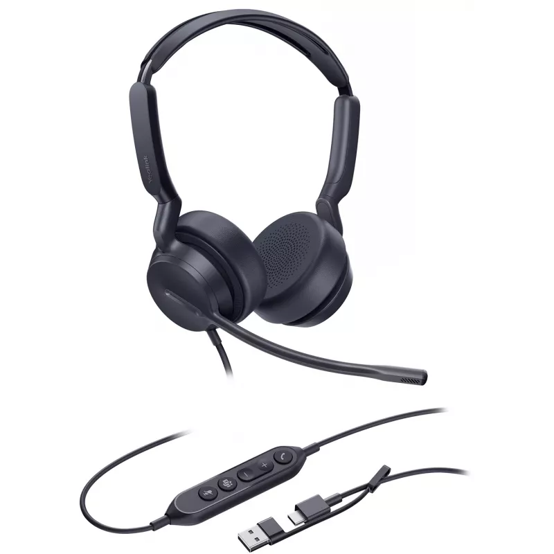 Гарнитура проводная Yealink UH42 Dual UC USB-C/A черный