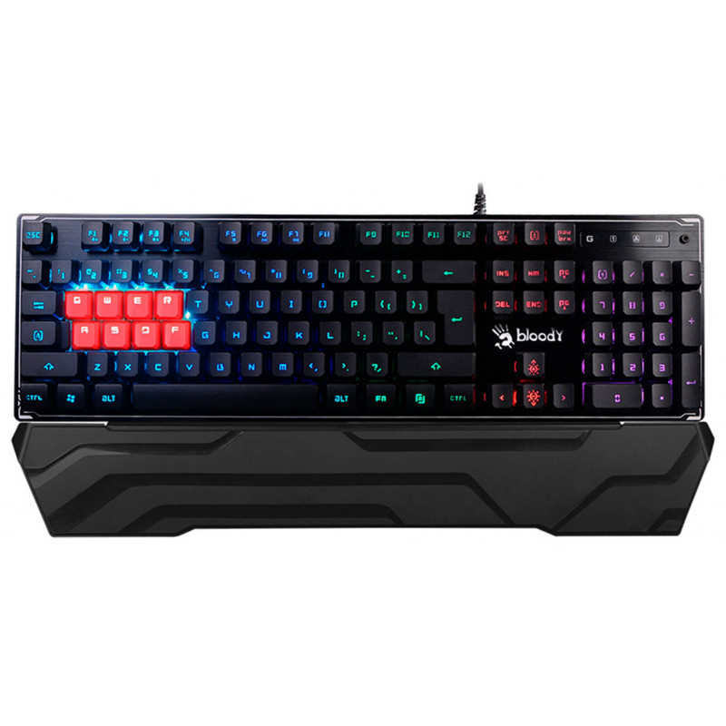 Клавиатура A4Tech B3370R черный USB Multimedia for gamer LED (подставка для запястий) кабель 1.8м