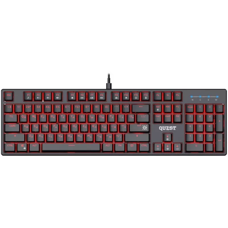 Клавиатура Defender Gk-596 механическая черный USB for gamer LED (45596) кабель 1.5м