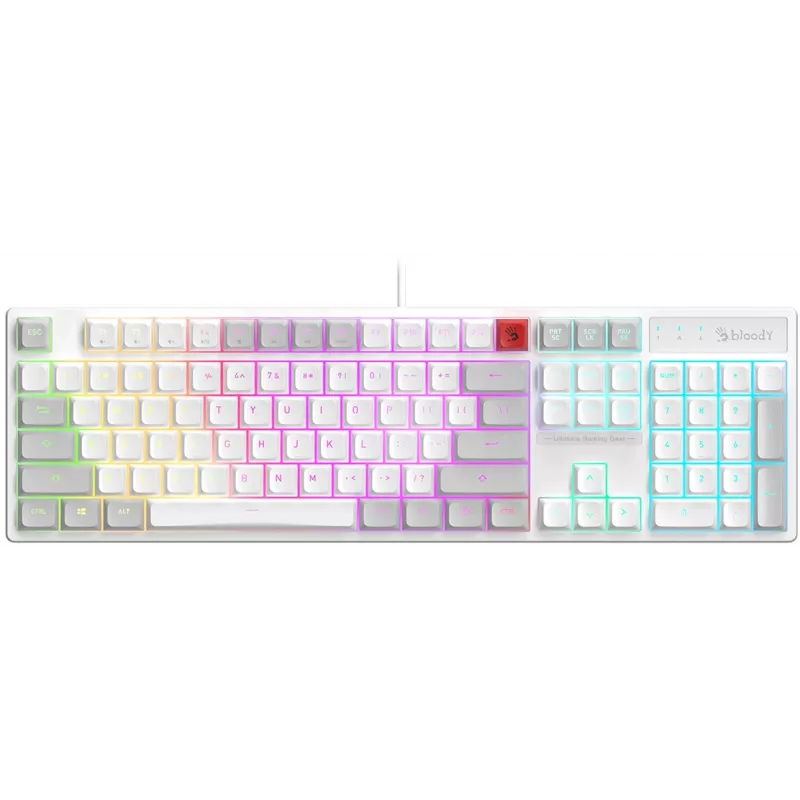 Клавиатура A4Tech Bloody B230N белый USB Multimedia for gamer LED (B230N) кабель 1.8м