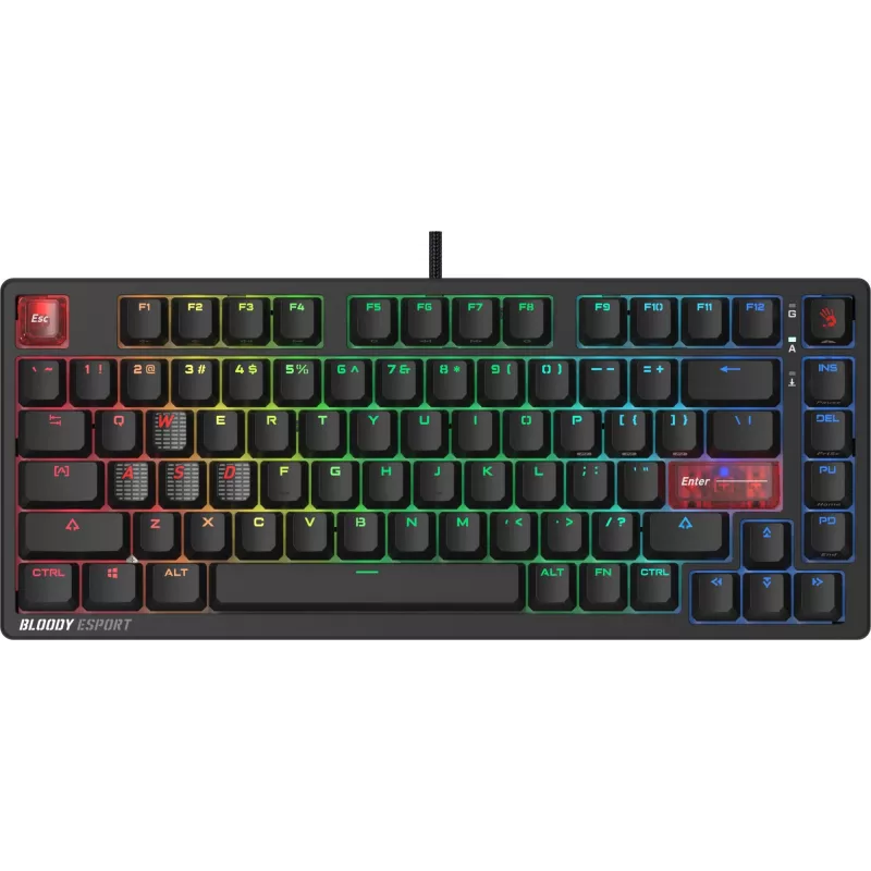 Клавиатура A4Tech MS76 механическая черный USB Multimedia for gamer LED кабель 1.8м
