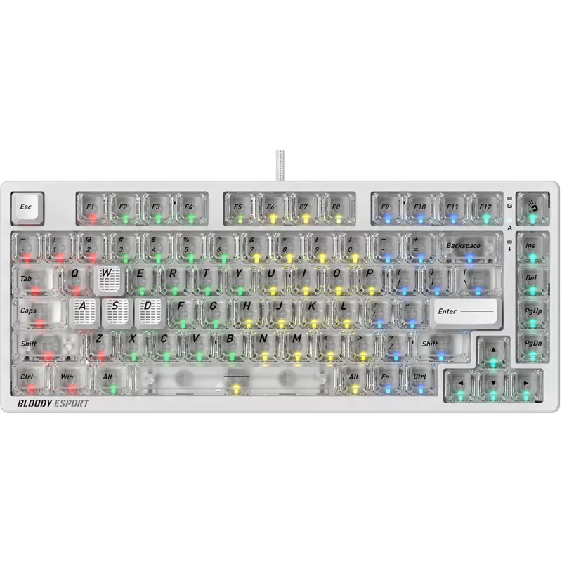 Клавиатура A4Tech MS76 механическая белый USB Multimedia for gamer LED кабель 1.8м
