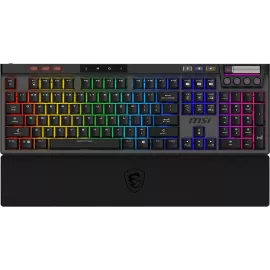 Клавиатура MSI STRIKE Pro W Silent механическая серый/черный USB беспроводная BT/Radio Multimedia for gamer LED (подставка для запястий) (S11-43RU210-CLA) кабель 2м