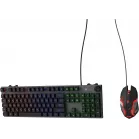 Клавиатура + мышь Оклик 500GMK клав:серый/черный мышь:черный/серый USB Multimedia LED (1546797)