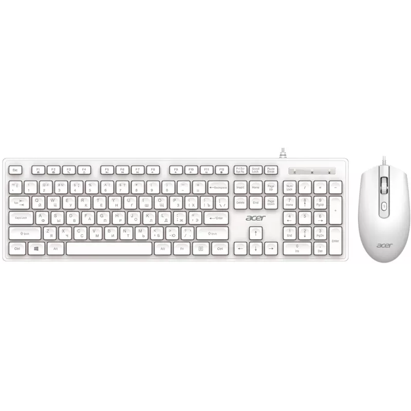 Клавиатура + мышь Acer OCC504 клав:белый мышь:белый USB Multimedia (ZL.ACC11.00N)