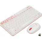 Клавиатура + мышь Logitech MK240 клав:белый/красный мышь:белый/красный USB беспроводная slim Multimedia (920-008160)