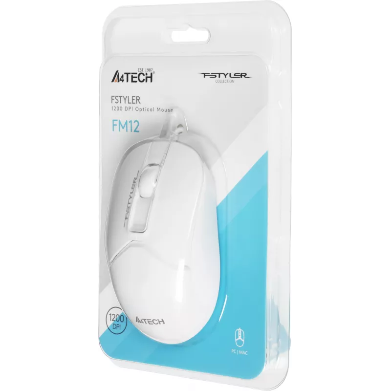 Мышь A4Tech Fstyler FM12 белый оптическая 1200dpi USB 3but (FM12 WHITE)