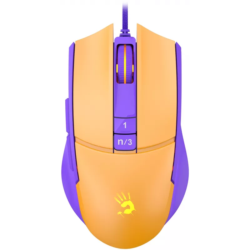 Мышь A4Tech Bloody L65 Max желтый/фиолетовый оптическая 12000dpi USB 6but (L65 MAX/ROYAL VIOLET)